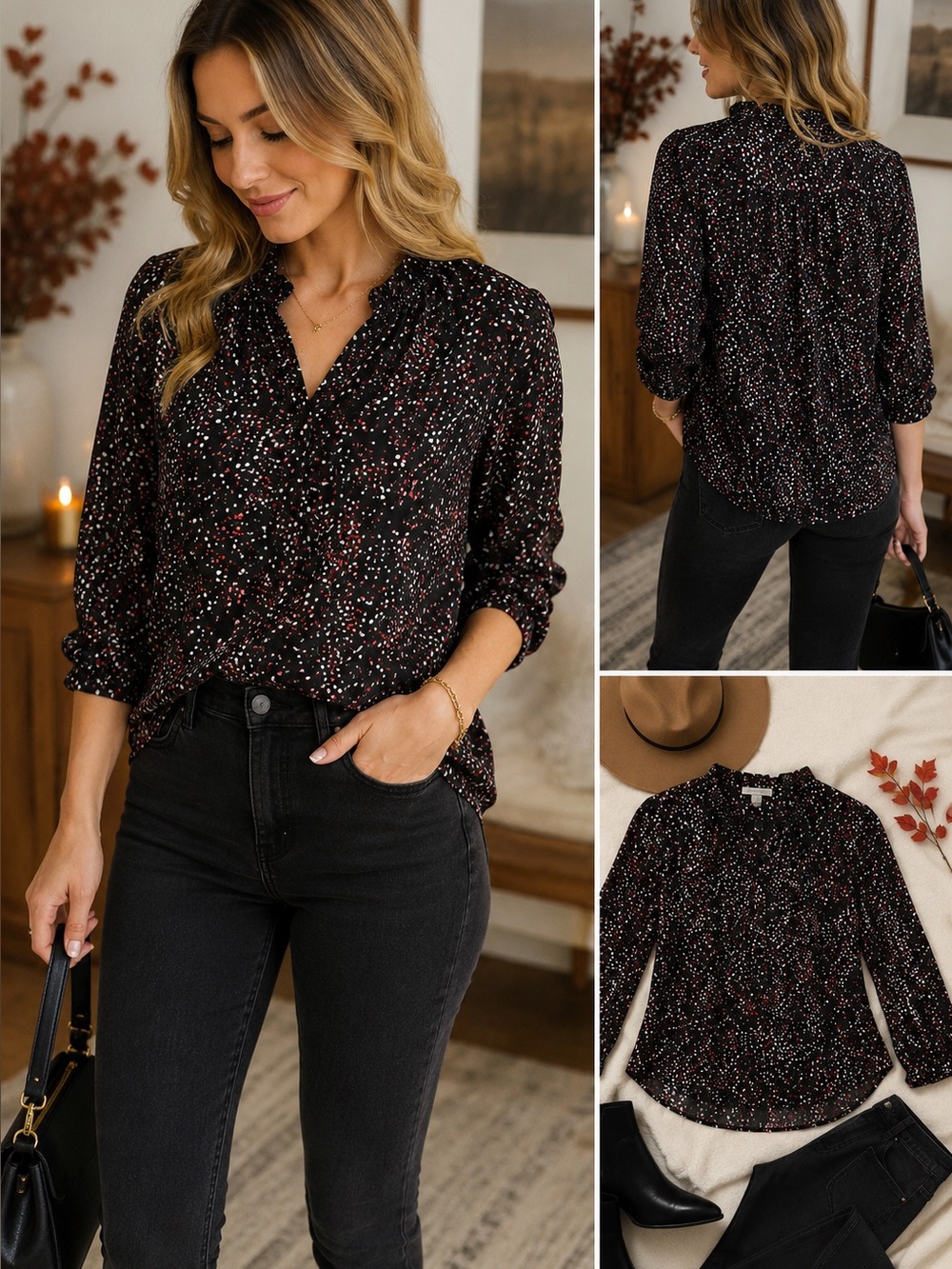 Carolina Belle Black and Red Blouse